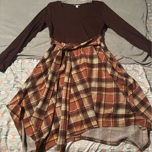 Cato Brown Plaid Dress